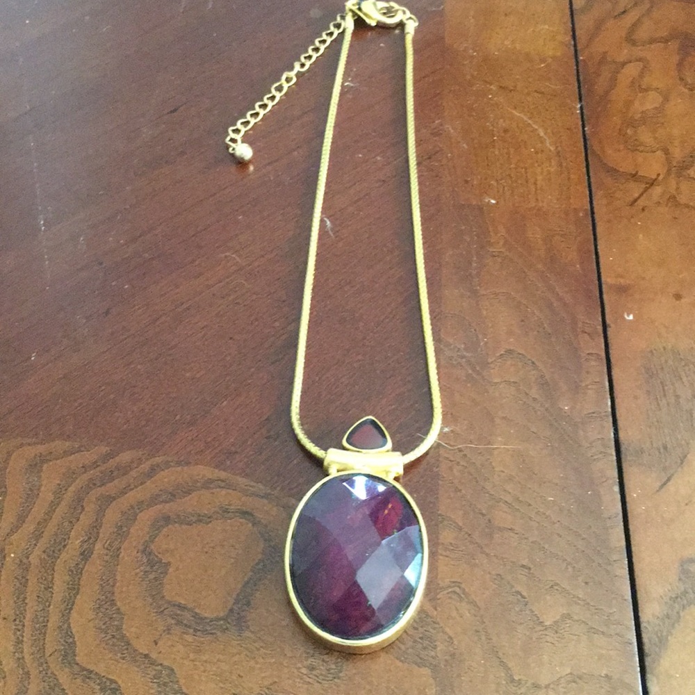 Chico’s dark red stone gold necklace